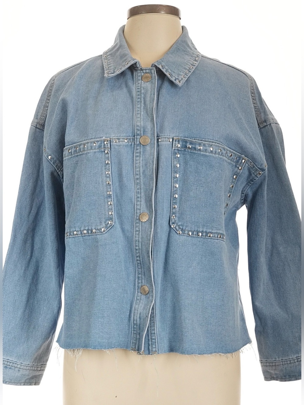 Sincerely Jules Light Blue Studded Denim Jacket
